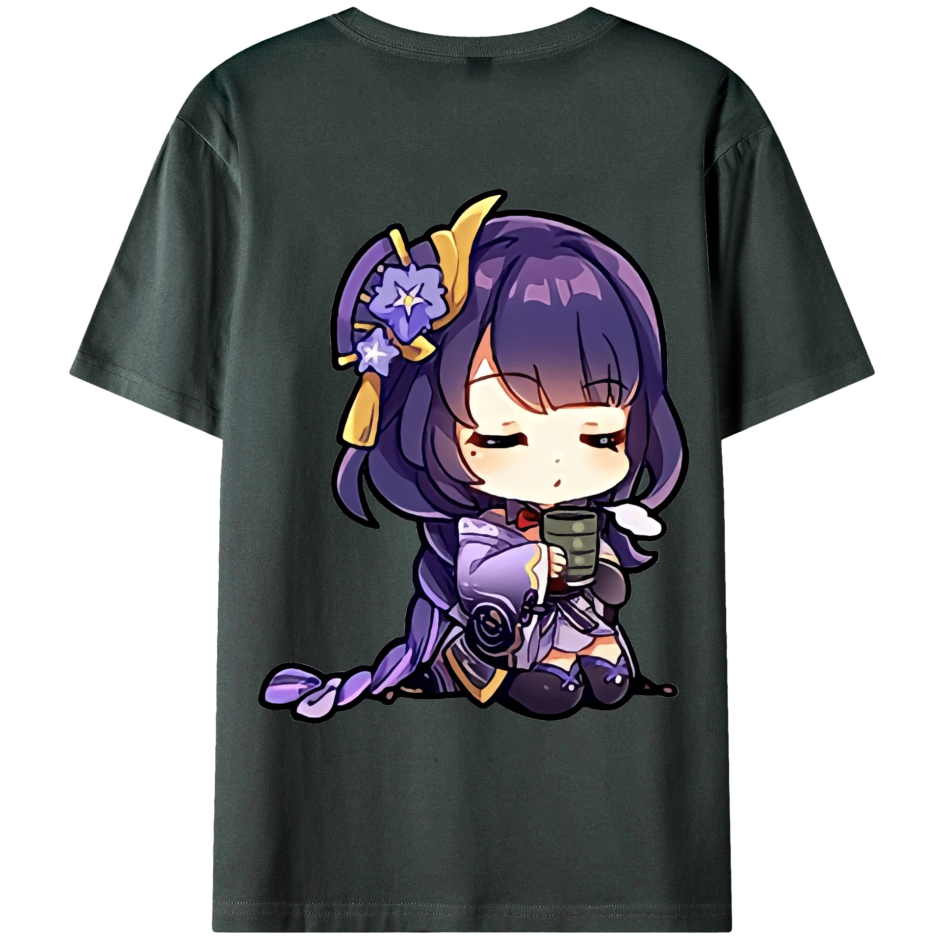 げんし神 雷電将軍 らいでんしょうぐん genshin Raiden Shogun 綿100％ メンズ半袖Tシャツ（バックプリント） 通気性